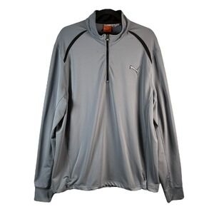 Puma Mens XL Gray dryCELL Quarter Zip Pullover Athletic Sport Training‎ Top